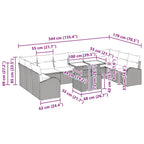 Gartensofa-set mit Speicher 11 pcs Schwarz Poly-Rattan