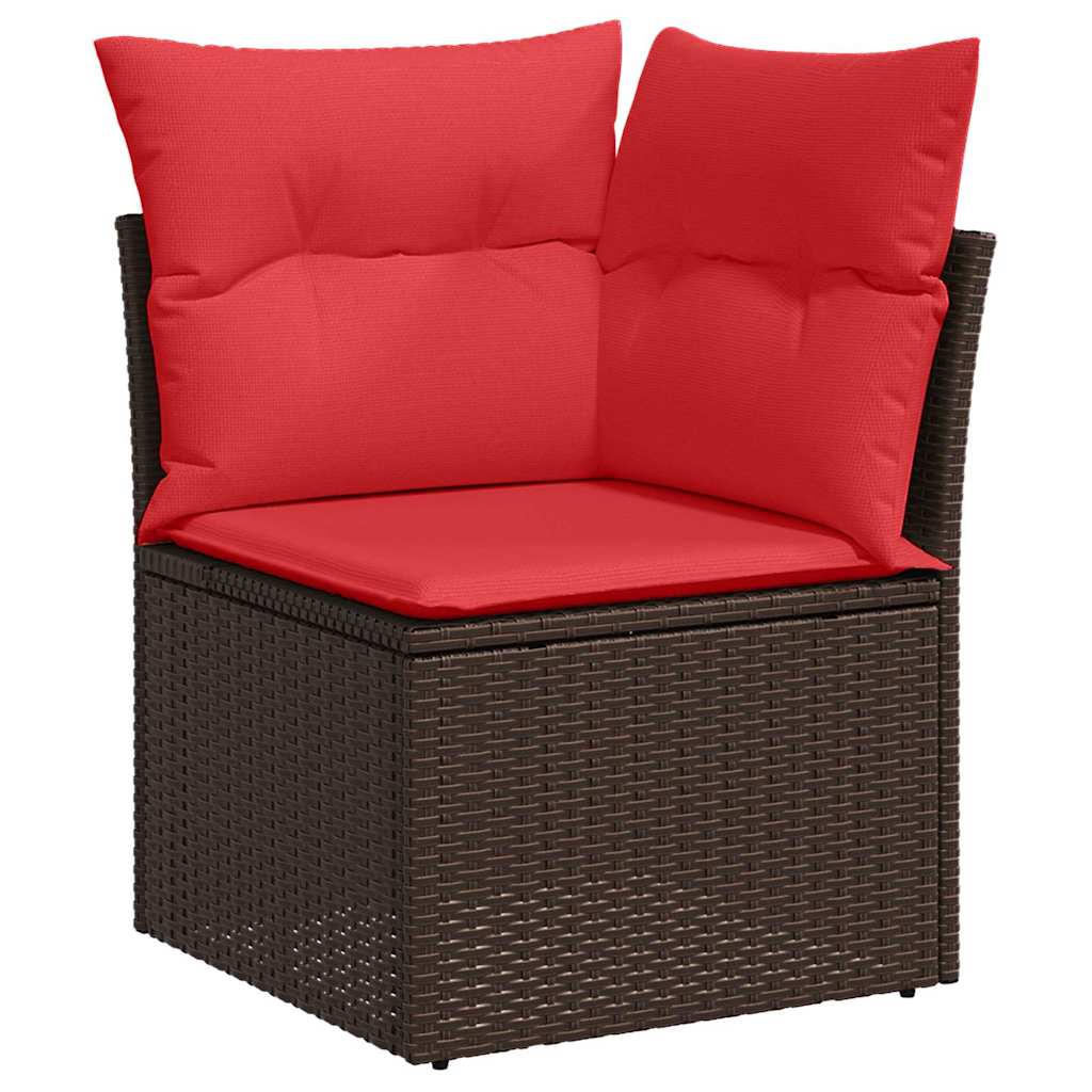 Gartensofa-set mit Speicher mit Kissen 11 pcs Braun Poly-Rattan