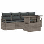 Gartensofa-set mit Speicher mit Kissen 5 pcs Grau Poly-Rattan