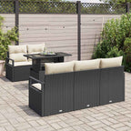 Gartensofa-set mit Speicher 6 pcs Schwarz Poly-Rattan