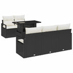 Gartensofa-set mit Speicher 6 pcs Schwarz Poly-Rattan
