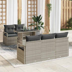 Gartensofa-set mit Speicher 6 pcs Hellgrau Poly-Rattan