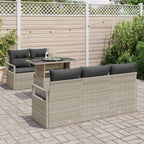 Gartensofa-set mit Speicher 6 pcs Hellgrau Poly-Rattan