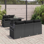 Gartensofa-set mit Speicher 6 pcs Schwarz Poly-Rattan