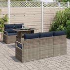Gartensofa-set mit Speicher mit Kissen 6 pcs Grau Poly-Rattan