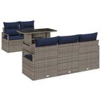 Gartensofa-set mit Speicher mit Kissen 6 pcs Grau Poly-Rattan