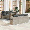 Gartensofa-set mit Speicher 7 pcs Hellgrau Poly-Rattan