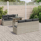 Gartensofa-set mit Speicher 7 pcs Hellgrau Poly-Rattan
