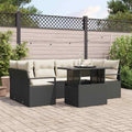 Gartensofa-set mit Speicher 7 pcs Schwarz Poly-Rattan
