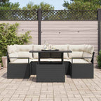 Gartensofa-set mit Speicher 7 pcs Schwarz Poly-Rattan