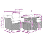 Gartensofa-set mit Speicher 7 pcs Schwarz Poly-Rattan