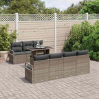 Gartensofa-set mit Speicher mit Kissen 8 pcs Grau Poly-Rattan
