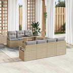 Garten-Sofa-Set mit Kissen 8 pcs Beige und Hellgrau Poly-Rattan