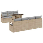 Garten-Sofa-Set mit Kissen 8 pcs Beige und Hellgrau Poly-Rattan