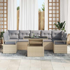 Garten-Sofa-Set mit Kissen 8 pcs Beige und Hellgrau Poly-Rattan