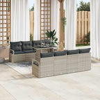 Gartensofa-set mit Speicher 9 pcs Hellgrau Poly-Rattan