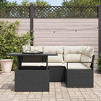 Garten-Sofa-Set mit Kissen 5 pcs Schwarz und Creme Poly-Rattan