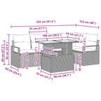 Gartensofa-set mit Kissen 6 pcs Grau und Marineblau Poly-Rattan
