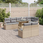 Garten-Sofa-Set mit Kissen 9 pcs Beige und Hellgrau Poly-Rattan