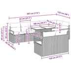 Garten-Sofa-Set mit Kissen 9 pcs Beige und Hellgrau Poly-Rattan