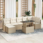 Garten-Sofa-Set mit Kissen 8 pcs Beige und Creme