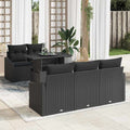 Gartensofa-set mit Speicher 6 pcs Schwarz Poly-Rattan