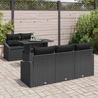 Gartensofa-set mit Speicher 6 pcs Schwarz Poly-Rattan