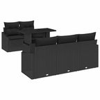 Gartensofa-set mit Speicher 6 pcs Schwarz Poly-Rattan
