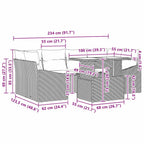 Garten-Sofa-Set mit Kissen 7 pcs Schwarz und Creme Poly-Rattan