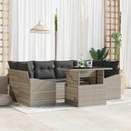 Gartensofa-set mit Speicher 7 pcs Hellgrau Poly-Rattan