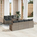 Gartensofa-set mit Kissen 8 pcs Grau Poly-Rattan