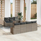 Gartensofa-set mit Kissen 8 pcs Grau Poly-Rattan