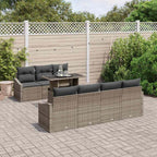 Gartensofa-set mit Kissen 8 pcs Grau Poly-Rattan