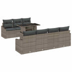 Gartensofa-set mit Kissen 8 pcs Grau Poly-Rattan