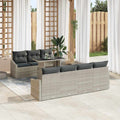 Gartensofa-set mit Kissen 8 pcs Hellgrau Poly-Rattan