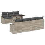Gartensofa-set mit Kissen 8 pcs Hellgrau Poly-Rattan