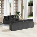 Gartensofa-set mit Kissen 8 pcs Schwarz Poly-Rattan