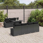 Gartensofa-set mit Kissen 8 pcs Schwarz Poly-Rattan