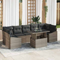 Garten-Sofa-Set mit Kissen 8 pcs Grau Poly-Rattan