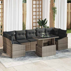 Garten-Sofa-Set mit Kissen 8 pcs Grau Poly-Rattan