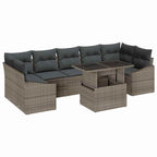 Garten-Sofa-Set mit Kissen 8 pcs Grau Poly-Rattan