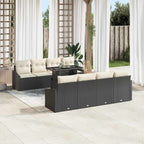Garten-Sofa-Set mit Kissen 7 pcs Schwarz und Creme Poly-Rattan