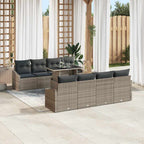 Gartensofa-set mit Kissen 7 pcs Grau Poly-Rattan