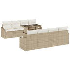 Gartensofa-set mit Kissen 7 pcs Beige und Creme Poly-Rattan