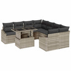Gartensofa-set mit Kissen 9 pcs Hellgrau Poly-Rattan