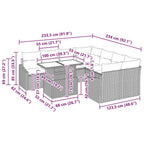 Gartensofa-set mit Kissen 9 pcs Hellgrau Poly-Rattan