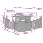 Gartensofa-set mit Kissen 5 pcs Beige und Hellgrau Poly-Rattan