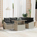 Garten-Sofa-Set mit Kissen mit Speicher 6 pcs Hellgrau