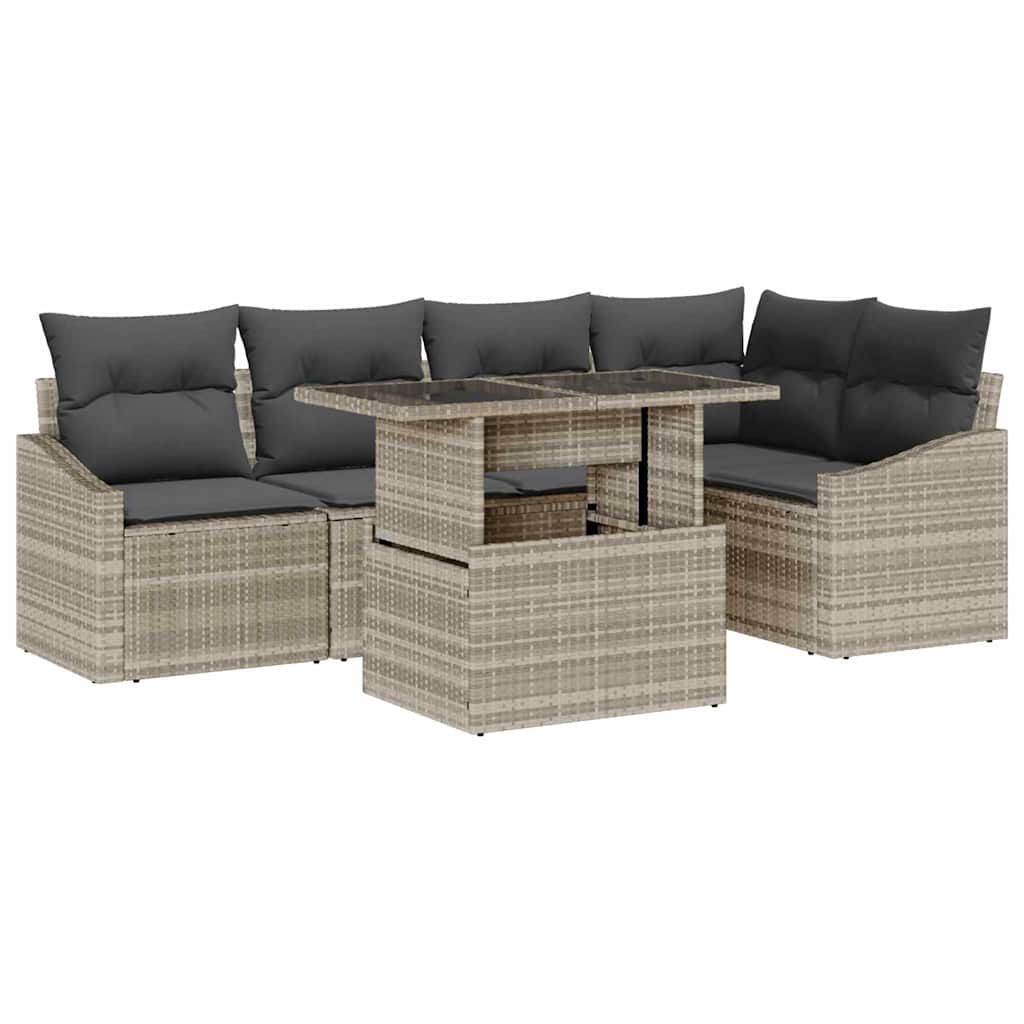 Garten-Sofa-Set mit Kissen mit Speicher 6 pcs Hellgrau