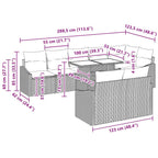 Gartensofa-set mit Kissen mit Speicher 9 pcs Grau Poly-Rattan